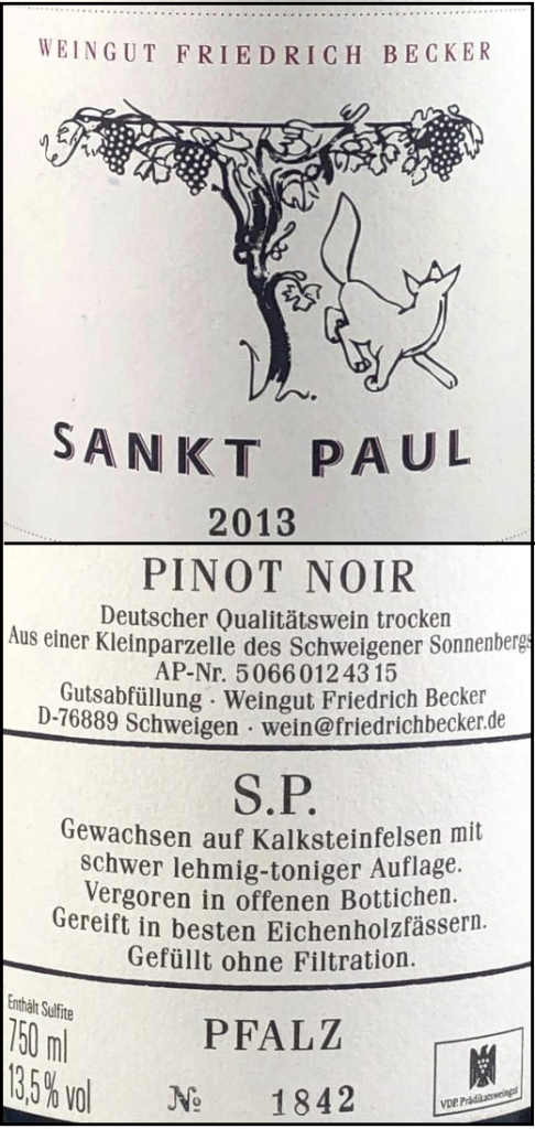 Friedrich Becker Pinot Noir Qualitätswein Saint Paul